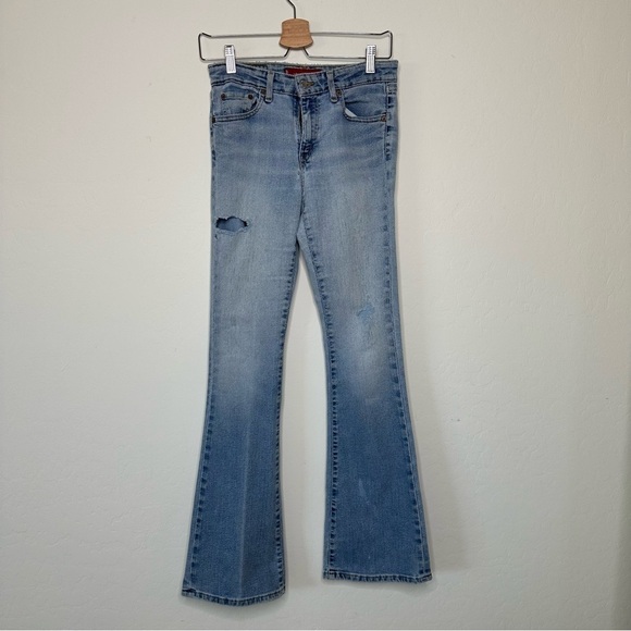 Levi’s 501 Low Rise Flare Destroyed Denim Jeans Grunge Punk Size 5 Juniors - Picture 1 of 8
